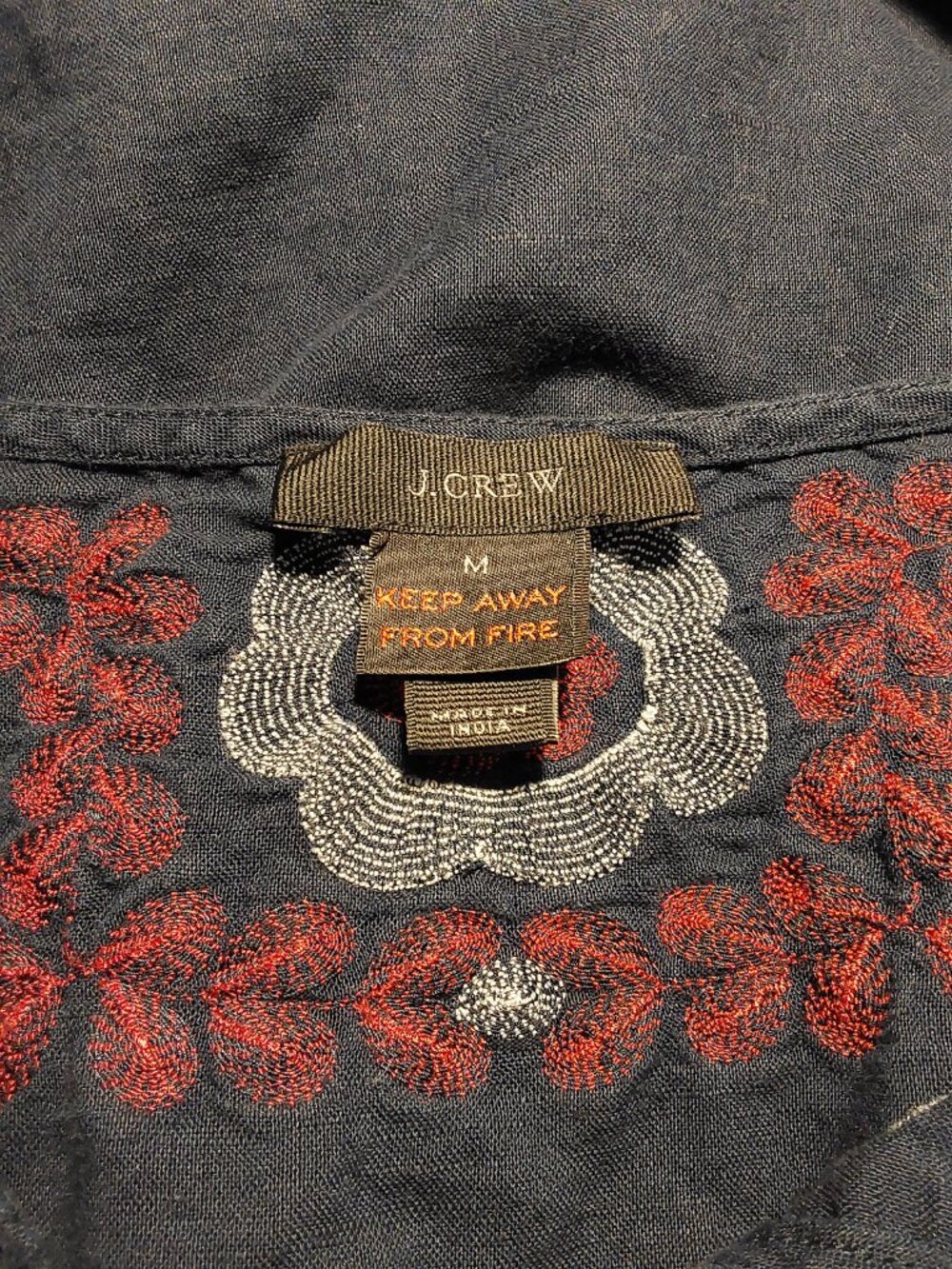J. Crew Linen & Cotton Embroidered Beach Tunic Blue Mini Dress Resort/Vacation M - Picture 8 of 10